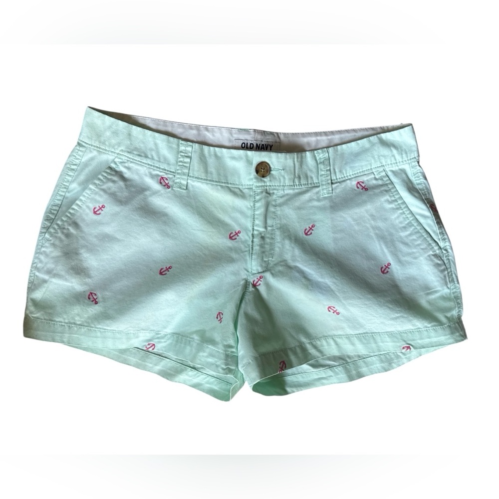 Old Navy Light Green Shorts with Pink Anchor